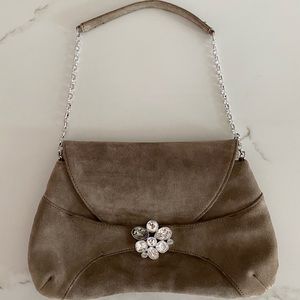 Swarovski suede evening bag